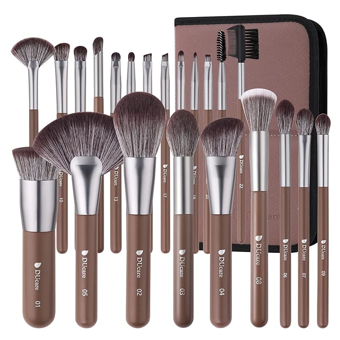 DUcare Makeup Brushes Professional with Bag 22Pcs Makeup Brush Set Premium Synthetic Kabuki Foundation Blending Brush Face Powder Blush Concealers Eye Shadows with Case