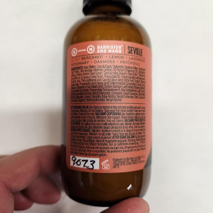 Barrister and Mann After Shave Balm for Men | Premium Post Shave Face Moisturizer Soothes for Shaving Irritation, Razor Burn Jojoba Oil Notes of Lemon, Bergamot, Rosemary, Lavender 3.75 Oz (Seville)