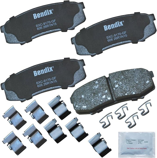 Bendix Priority1 CFC606 Ceramic Rear Brake Pads for Select Models Lexus GX460, GX470, LX450, Mitsubishi Montero, Montero Sport, Toyota 4Runner, FJ Cruiser, Land Sequoia