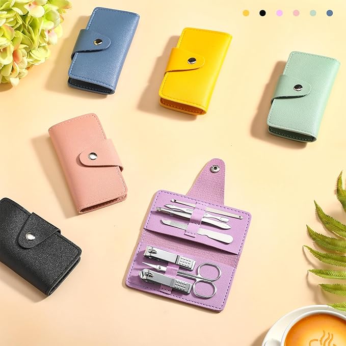30 Set Manicure Kit Bulk Nail Clippers Kit 7 in 1 Mini Nail Clippers Stainless Steel Professional Nail Care Pedicure Kit with Travel Bag Grooming Kit for Valentine Women Men Home(Soft Color,Simple)