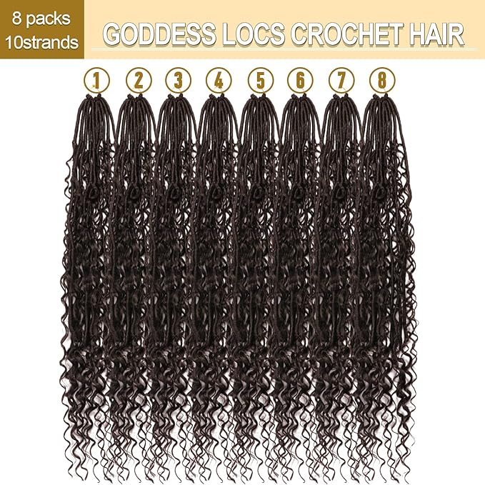 8 Packs Goddess Faux Locs Crochet Hair-30 Inch Boho Soft Locs Crochet Hair for Black Women (#2, 30 Inch(Pack of 8))