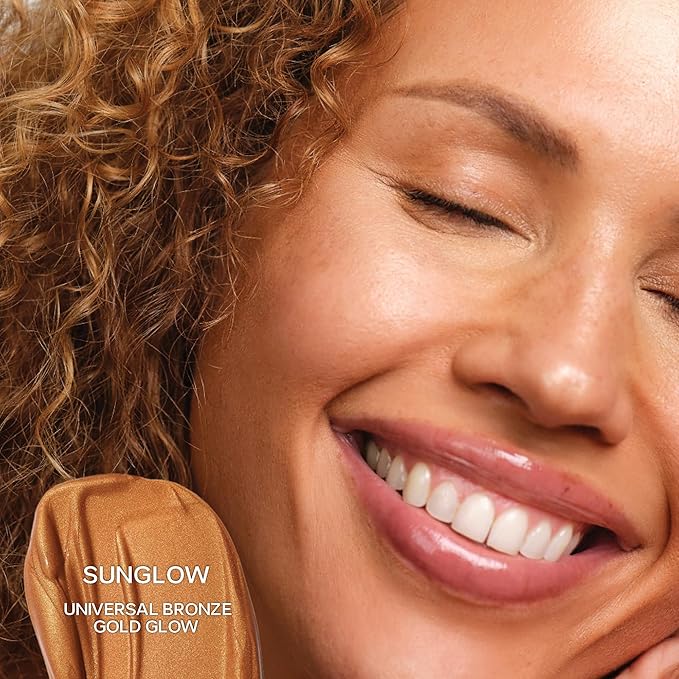 Saie Mini Glowy Super Gel Lightweight Illuminator - Luminizer + Makeup Primer for Glowing Skin - Enriched with Vitamin C + Hydrating Squalane Oil - Sunglow (0.5 oz)