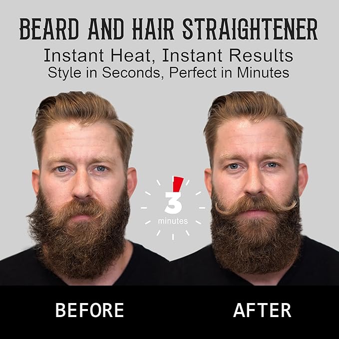 Beard Straightener for Men - 5 Temperature Setting, Anti-scalding, Heated Beard Styling Comb- The Perfect Beard Grooming Kit for Medium to Long Beards - Ideal Father's Day Gift