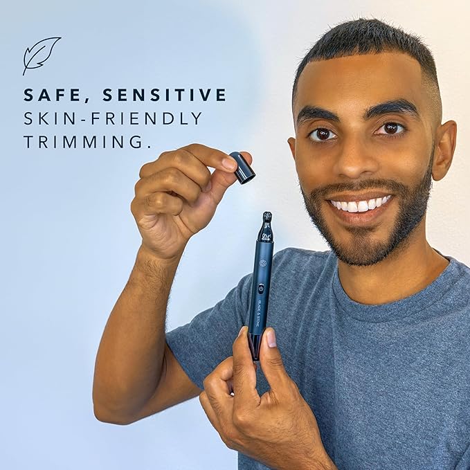 Blade & Stone™ NS501M Nose & Ear Trimmer | Graphene-X™ Blade | High-Velocity, Low-Noise Motor | Patented Rotary Blade Design | Skin-Friendly, Tug-Free Performance, Detachable Head (Big Blue)