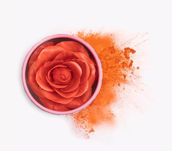 3D petal rose makeup blush gift highlighter Rare beauty blush rubor forma de rosa real rose flower red blush (Orange)