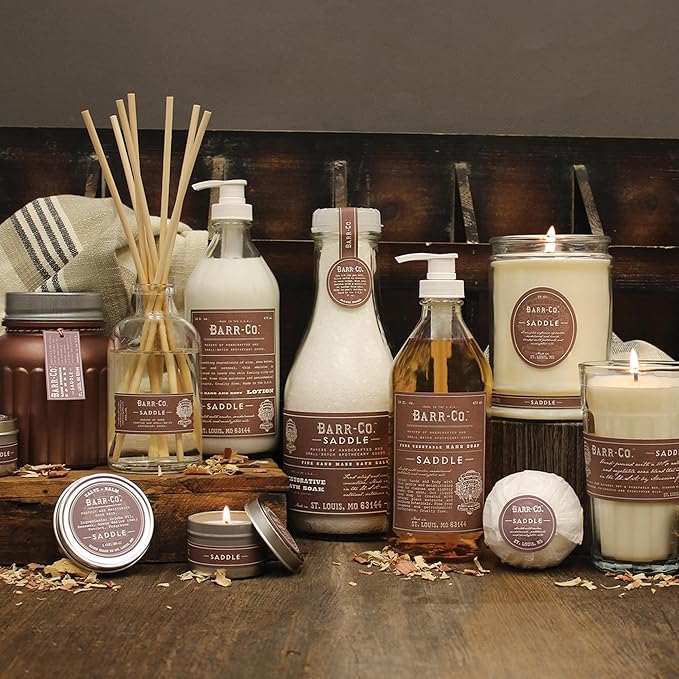 BARR-CO. Saddle Hand Soap – Natural Liquid Soap for Bathroom & Kitchen, Vegan, Moisturizing Formula, Amber, Sandalwood & Musk Scent 16 fl oz