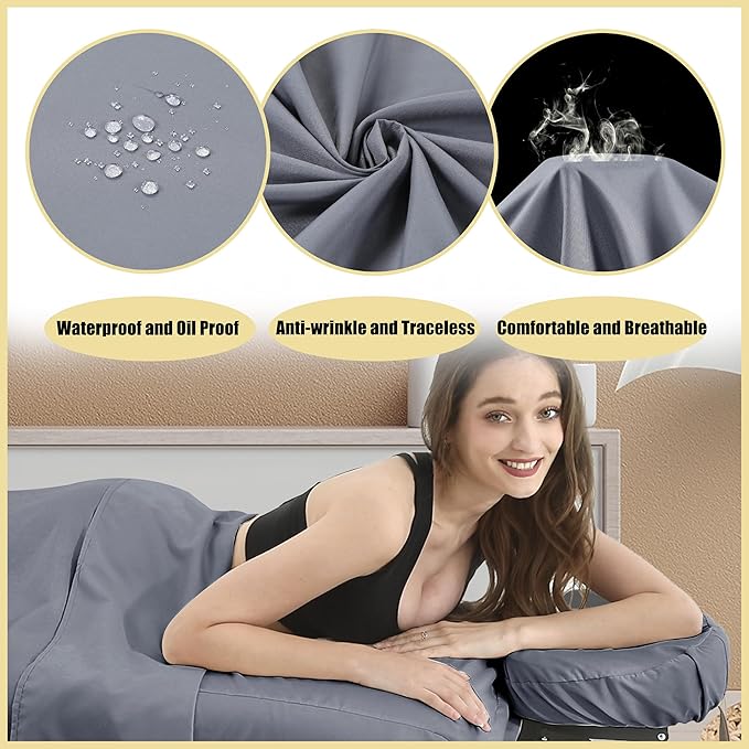 4 Sets Microfiber Massage Table Sheet Sets 3 Pcs Massage Bed Cover Soft Wrinkle Free Includes Massage Fitted Sheet,Massage Sheets and Face Cradle Cover for SPA Beauty Salon Tattoos (Gray)