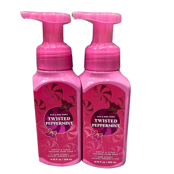 Bath & Body Works Gentle Foaming Hand Soap, 17.5oz Each, Pack of 2 Bottles (Twisted Peppermint)