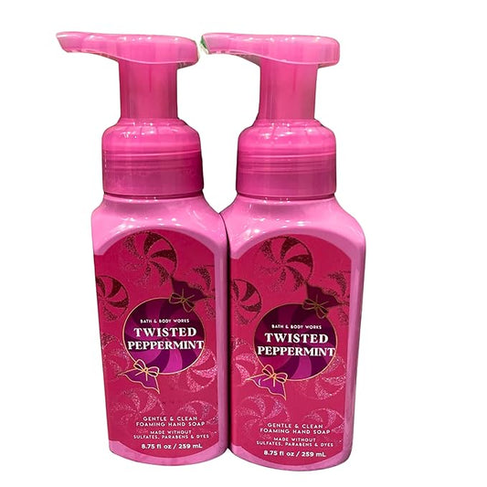 Bath & Body Works Gentle Foaming Hand Soap, 17.5oz Each, Pack of 2 Bottles (Twisted Peppermint)