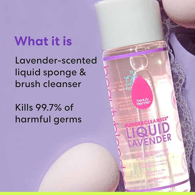 beautyblender® | Blendercleanser® Liquid Lavender Beauty Blender Cleanser, Cleaning Makeup Sponges, Brushes & Applicators, 5 oz