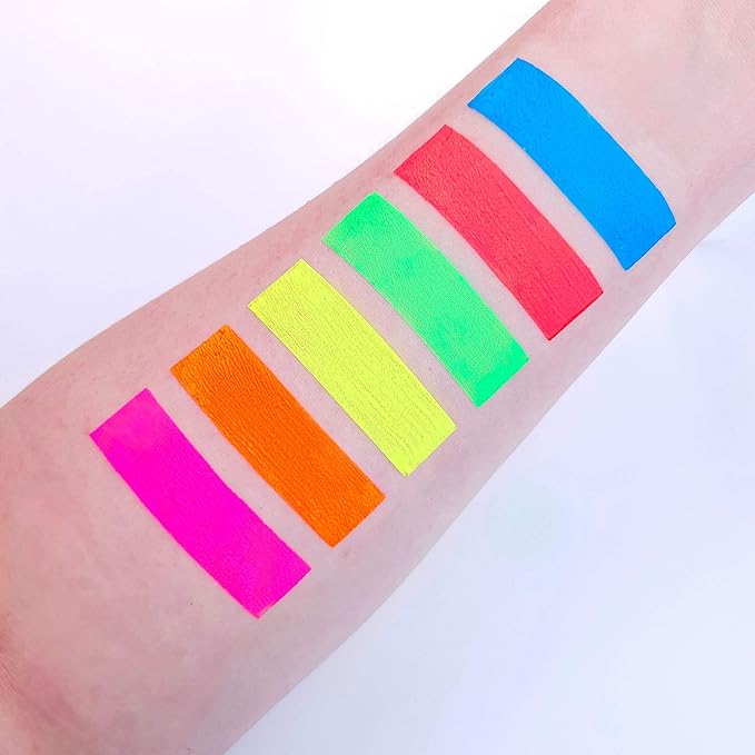 Blacklight Face and Body Paint - Neon Fluorescent (1.75oz (Pack of 6))