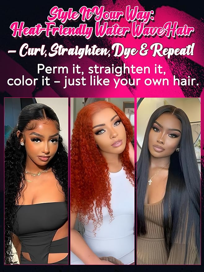 Human Hair Bundles Hair Extensions 16 18 20 22 Inch Water Wave 100% Unprocessed Curly Brazilian Virgin Hair Wet and Wavy 4 Bundles Human Hair Natural Black