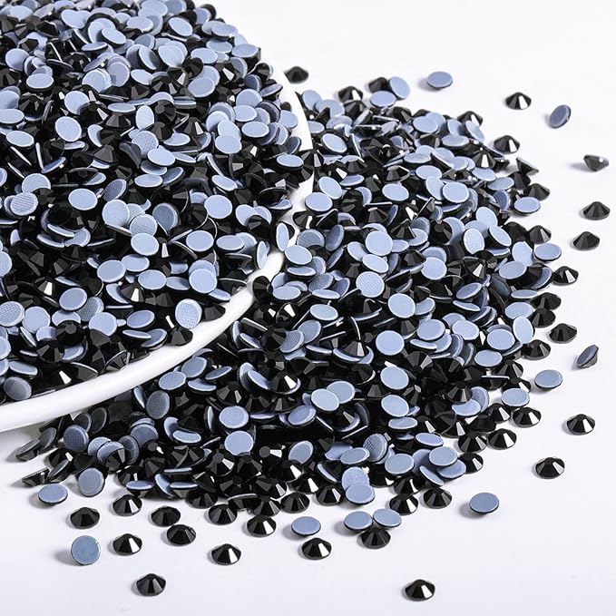 Beadsland Hotfix Rhinestones Bulk, 14400PCS Crystal Hot Fix Rhinestones for Crafts Clothes DIY Decoration, Black, SS20, 4.6-4.8mm