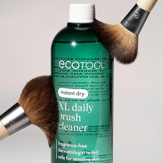EcoTools Daily Makeup Brush Cleanser Spray, Quick Drying, Fragrance Free & Dermatologist Tested, Travel Size, TSA Approved, Cruelty-Free & Vegan 3 fl oz./89 ml. Bottle XL Refill