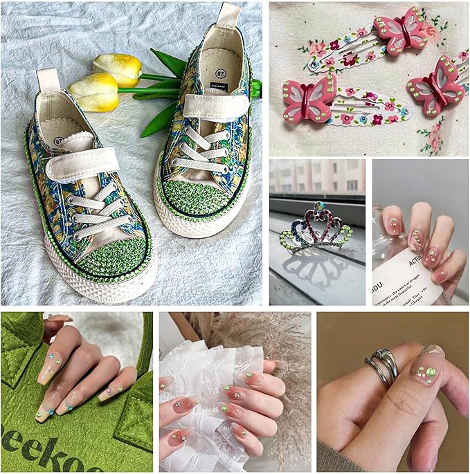 Beadsland Flatback Rhinestones Bulk, 2880pcs Green Rhinestones for Nails Crafts Clothes DIY Decoration, Light Green/Peridot, SS30, 6.3-6.5mm