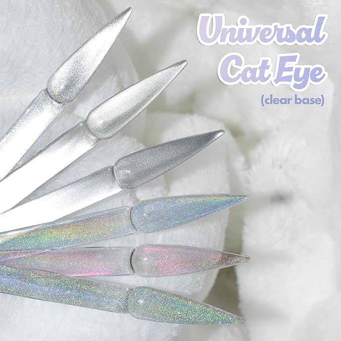 Universal Cat Eye Gel Polish, Clear and Black Base, 6 Shades with Magnetic Stick Varnish Nail Art Nail Salon Manicure 1 Bottle 10ML(0.33fl.oz) sparkling gel DIY