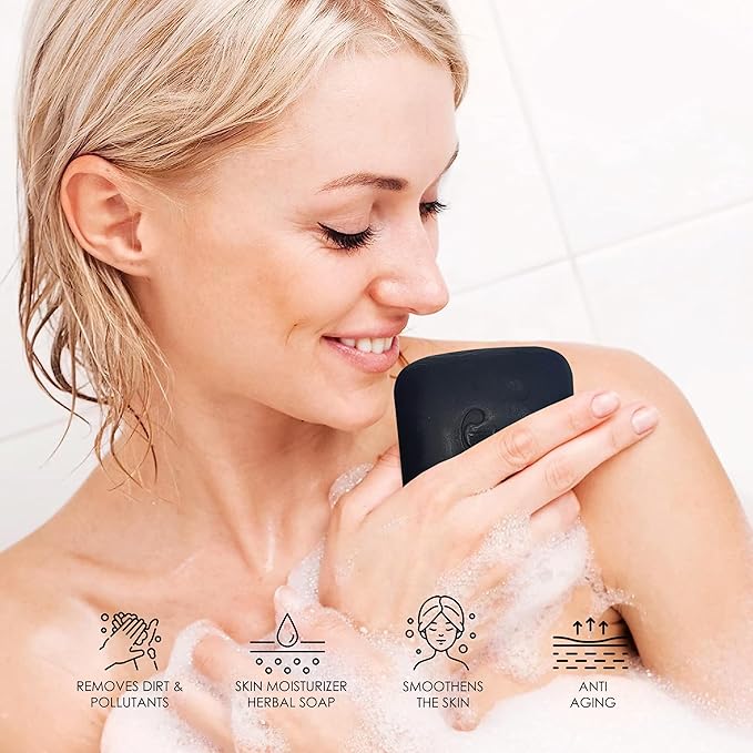 Black seed Charcoal and Shea butter Herbal Soap | Pack of 6 of 5oz soap Bar | Ideal for Men and Women, Soothing and Nourishing Soap for Moisturization