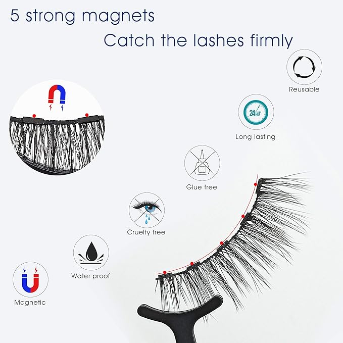Alcastar Magnetic Eyelashes with Eyeliner Kit, Magnetic Lashes Natural Looking with, Reusable,Long Lasting, Easy Apply,Cruelty-Free. (BT-100414)