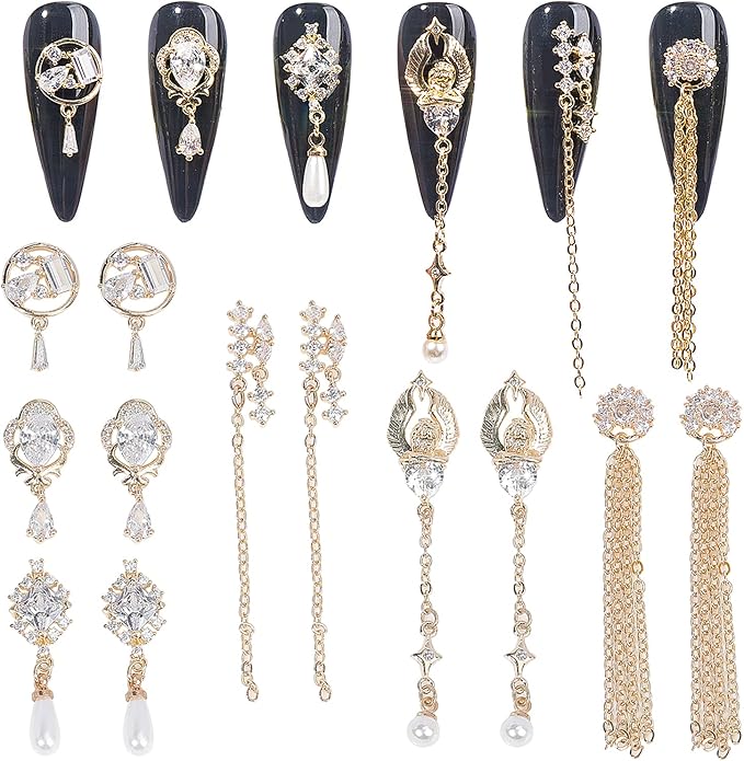 12Pcs Gold Nail Charms Gold Rhinestones for Nails Gold Charms for Nails Shiny Nail Crystal Nail Art Charms Gems Jewelry Nail Diamond Rhinestone Charms for Girls Woman Craft DIY Nail Art Decoration