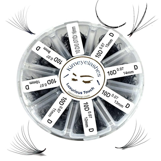 Kimeyelashes 4D to 10D - 0.07 C and D Curl 1000 Premade volume fans loose Fans, Handmade eyelash extensions supplies Russian volume lash promade fan (5D - 0.07 - Curl C, 18mm)