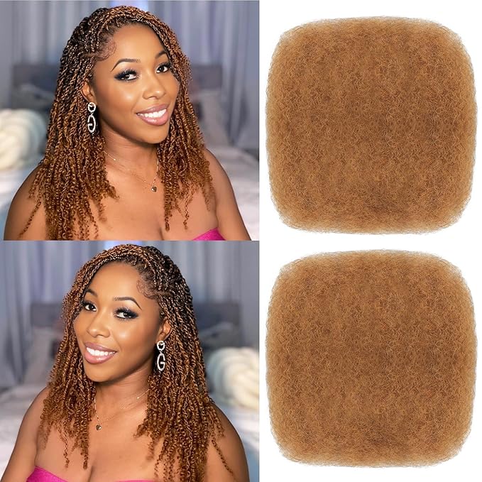 Afro Kinkys Bulk Human Hair 10 Inch 100g Auburn Brown Afro Kinky Curly Human Hair Bulk for Dreadlock Extensions, Micro Locs, Braiding Twists, Braids and Repair Locs(10 Inch, 30#)