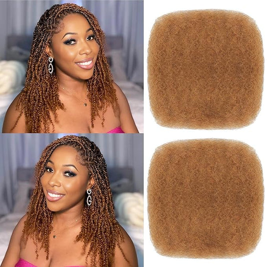 Afro Kinkys Bulk Human Hair 10 Inch 100g Auburn Brown Afro Kinky Curly Human Hair Bulk for Dreadlock Extensions, Micro Locs, Braiding Twists, Braids and Repair Locs(10 Inch, 30#)