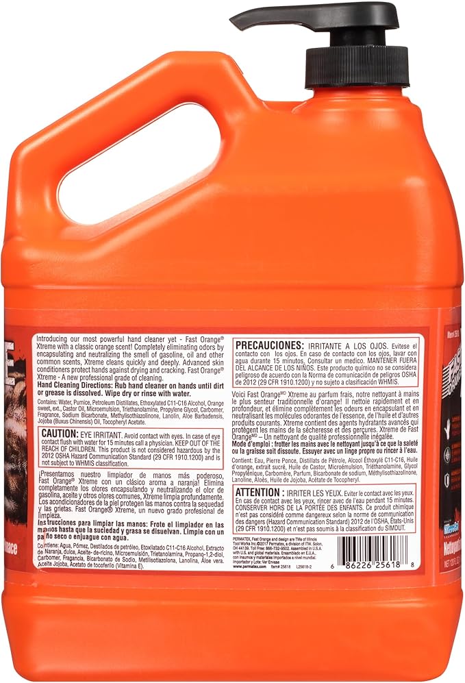 Fast Orange 25618 Xtreme Hand Cleaner, 1 Gallon, 128 Fl Oz (Pack of 1)