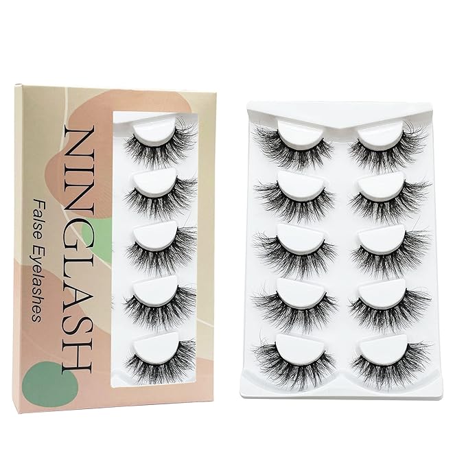 False Eyelashes Fluffy Dramatic 20-22mm Long Faux Mink Wispy Silk Fake Eye Lashes 5 Pairs Pack