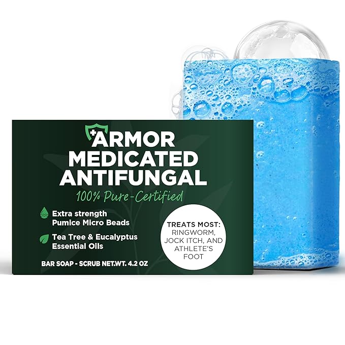 Antifungal Soap | Deep-Cleansing & Exfoliating Bar for Men & Women | Natural Ingredients with Tea Tree & Eucalyptus | Helps Soothe Jock Itch, Ringworm & Athlete’s Foot Pumice Bar Soap