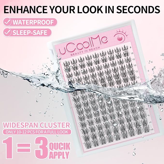 Manga Lash Clusters Kit Individual Lashes Wispy 8-18mm Fairy Eyelash Clusters Kit C Curl - WideSpan Wet-Look Spiky Lashes 0.05mm Ultra-Thin Clear Band with Bond and Seal DIY at Home(Cupid Kit)