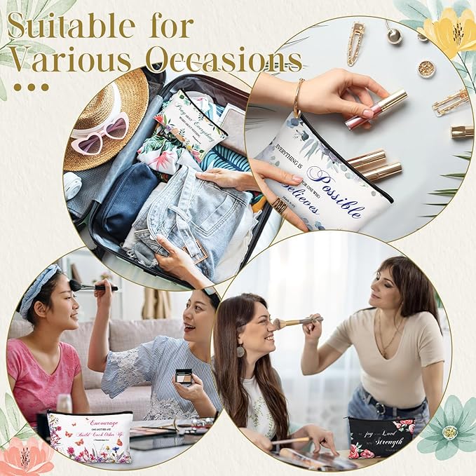Jetec 30 Pcs Christian Gift for Women Religious Mother's Day Gifts Cosmetic Bags Inspirational Bible Verse Pencil Pouch Makeup Bags with Zipper for Travel Women Mother Sister(Bright Style)