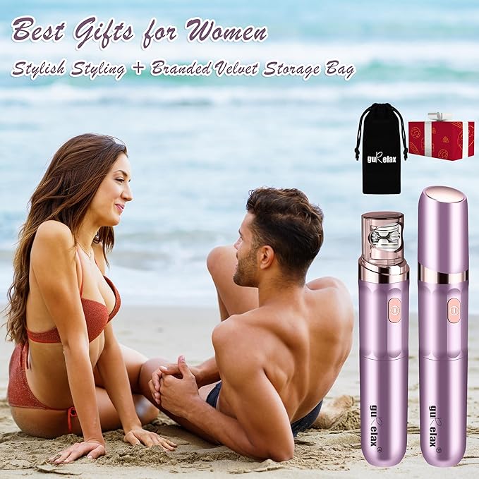 Facial Epilator Hair Remover, Electric Hair Removal Epilator for Women, Plucker for Face/Lip, Portable 2-in-1 Lipstick Styling Epilation System,18 Carat Gold Plated Head with Pouch