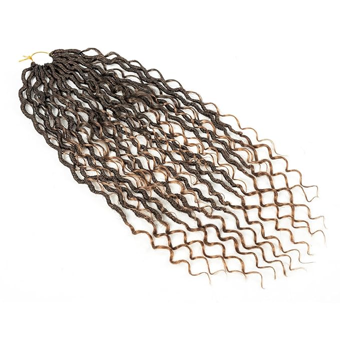 Aipin Long New Goddess Locs Crochet Hair 22 Inch Boho River Locs Hippie Locs Wavy Crochet With Curly Hair In Middle And Ends Braids Hair Extensions (8Packs,22 inch, T30)