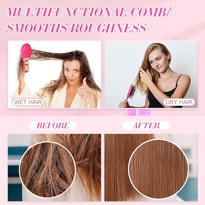 36 Packs Mini Detangling Hairbrush Squirt Detangler combs Toddler Soft Bristle Travel Hairbrush Women Girl(Rose Red)