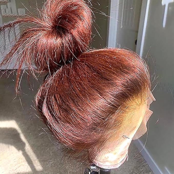 32Inch 13x6 Body Wave Lace Front Wigs Human Hair 180 Density Reddish Brown Human Hair Wigs Pre Plucked 350# Auburn Colored HD Lace Frontal Wigs for Women Copper Red Virgin Brazlian Human Hair