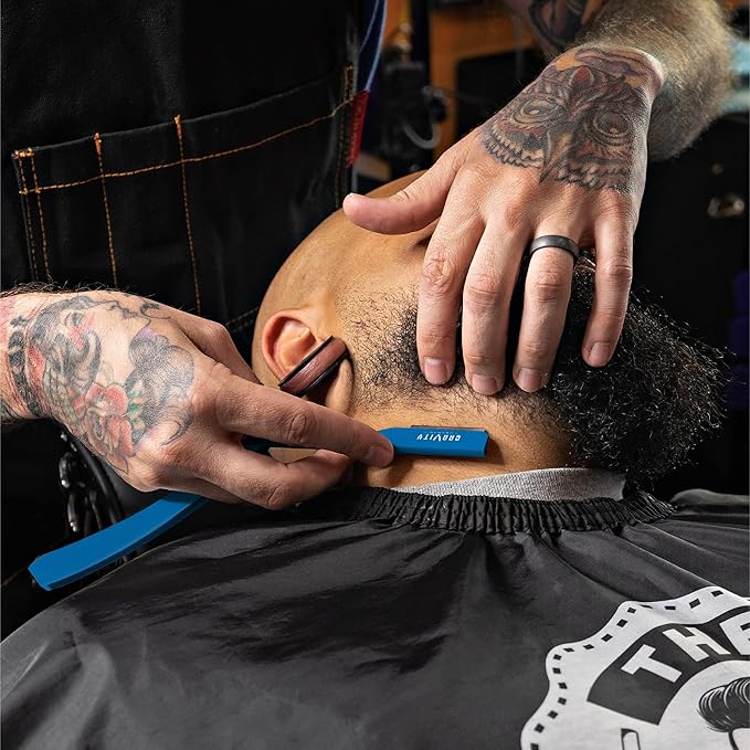 Professional Straight Razor - Ultra Exposed Straight Razor Kit with 10 Gravity Premium Blades, 2mm Exposed (Mystique)