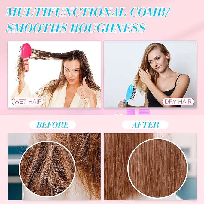 36 Packs Mini Detangling Hairbrush Squirt Detangler combs Toddler Soft Bristle Travel Hairbrush Women Girl(Multi Color)