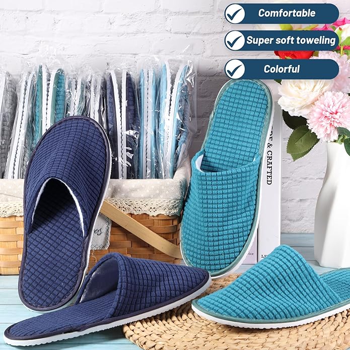 Geyoga 12 Pair House Slipper for Guest Non Slip Disposable Slipper for Travel Washable Reusable Closed Toe Hotel Bridesmaid Indoor Spa Wedding Party Shoeless Home