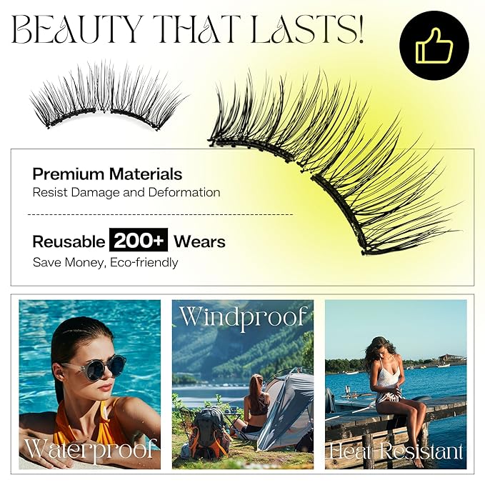 CALAILIS Magnetic Eyelashes with Applicator Upgrade Soft Magnetic Eyelashes Natural Look Reusable Magnet Lashes Kit No Glue Needed Easy to Wear and Remove (M01)