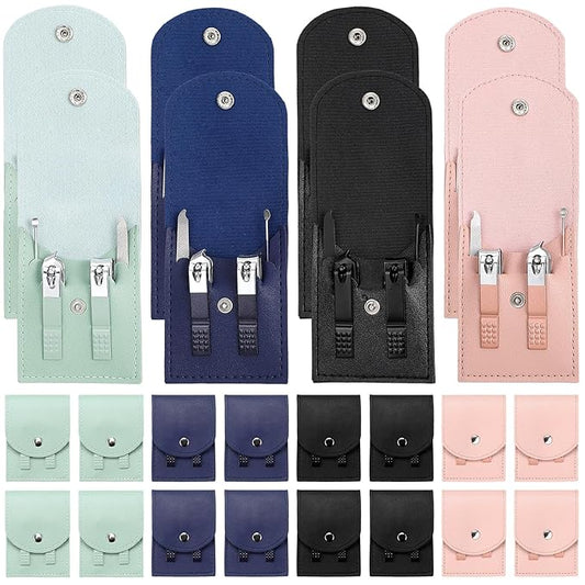 Lasnten 24 Set Manicure Set Bulk Nail Clippers Grooming Nail Kit Stainless Steel Professional Pedicure Kit Pedicure Tools with Travel Case Gifts for Men Women Personal(4 in 1,Fresh Colors)