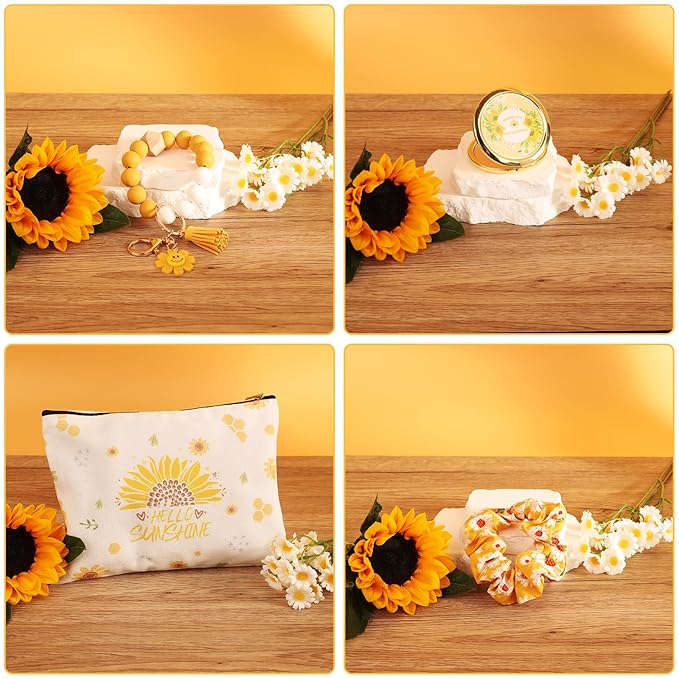 Sunflower Gifts for Women, Get Well Soon Gift Basket for Women,15pc Care Package Feel Better Gift, Surgery Wellness Kit, Thinking of You Sunshine Birthday Box for Her Mom Friend Coworkers Teacher Wife