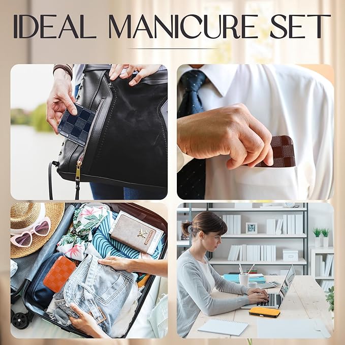 24 Sets Manicure Bulk Mothers Day Gifts Professional Nail Care Kit Nail Clippers Kit 8 in 1 Stainless Steel Pedicure Set with Travel Case Portable Grooming Kits for Men Women Friends(Retro)