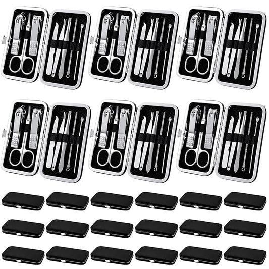 Lasnten 24 Set Manicure Set Bulk Nail Clippers Grooming Nail Kit Stainless Steel Professional Pedicure Kit Pedicure Tools with Travel Case Gifts for Men Women Personal(8 in 1,Black)