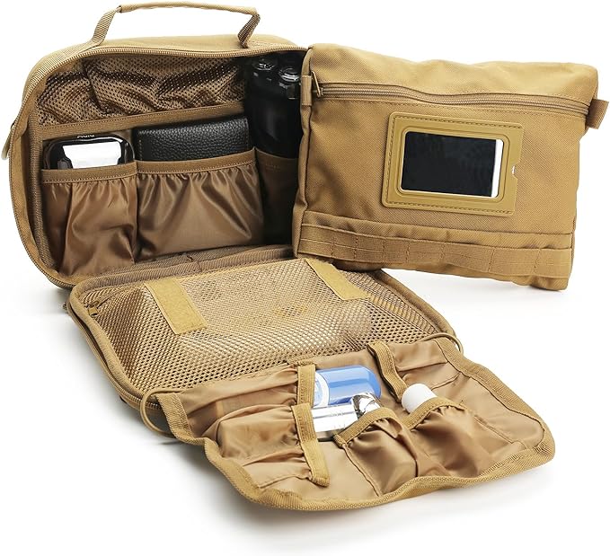SMONT Tactical Toiletry Bag for Men, 9.5" Hanging Dopp Kit Shaving Hygiene Bag for Traveling Bathroom