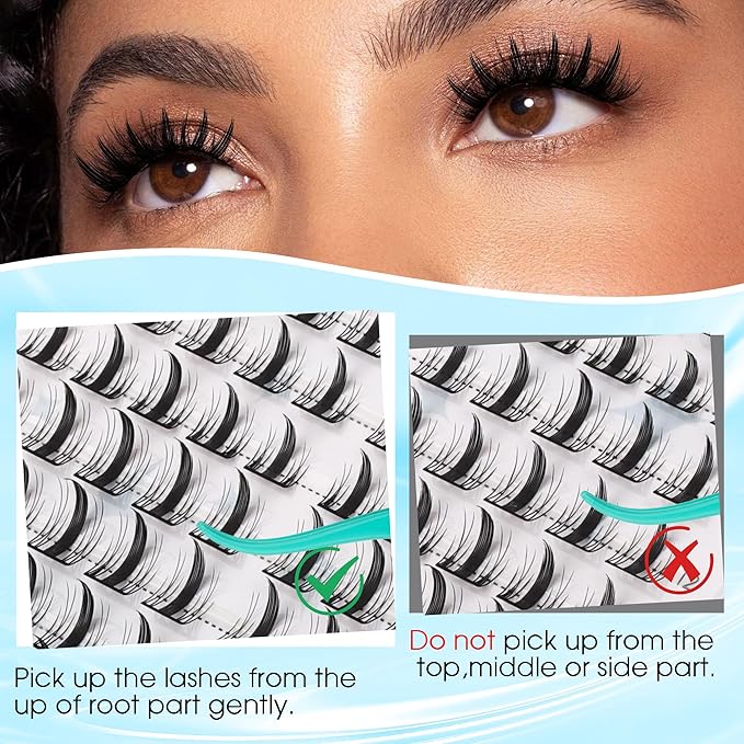 GEMERRY Fluffy Lash Clusters 8-16mm Extension With Ultra Thin Invisible Band - DIY Eyelash Clusters for Beginners