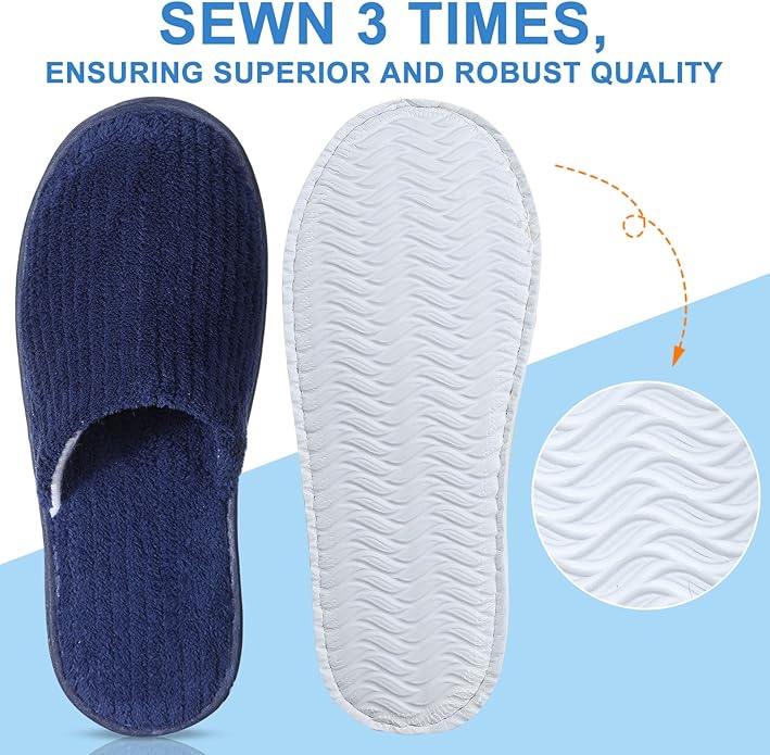 Panitay 20 Pairs Reusable Spa Slippers for Guests Washable House Slippers with Triple Layer Coral Fleece for Home Indoor Hotel Travel, Closed Toe