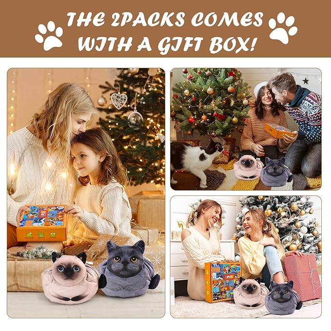 Openhaha Drawstring Travel Organizer, Cosmetic Pouch - Cat Gift for Women, Lay Flat Makeup Bag Gifts for Cat Lovers (2-Pack)