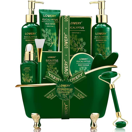 Mothers Day Gifts for Women & Men Who Have Everything, Eucalyptus Spa Gift Baskets for Mom, 16pc Bath Gift Set for Birthday Gifts for Women, Body Self Care Set for Pampering & Relaxation Basket