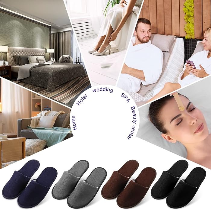 Geyoga 24 Pairs Disposable Slippers for Guests Bulk 2 Size Cotton Hotel Spa House Slippers for Graduation Wedding Party Shoeless Home Travel Individually Wrapped