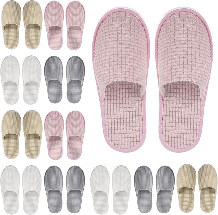 Geyoga 12 Pair House Slipper for Guest Non Slip Disposable Slipper for Travel Washable Reusable Closed Toe Hotel Bridesmaid Indoor Spa Wedding Party Shoeless Home